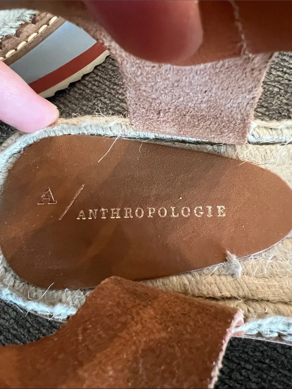 Anthropologie Tan Braided Leather Espadrille Sandals